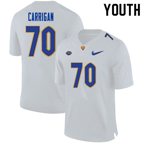 Youth #70 Grant Carrigan Pitt Panthers College Football Jerseys Sale-White